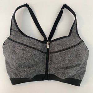 Victoria's Secret VSX Heathered Black Front Zip Sports Bra